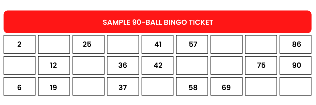 A sample 90-ball bingo ticket