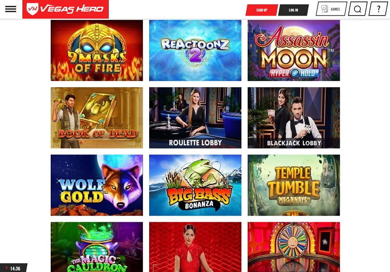 Vegas Hero Casino popular online games Canada