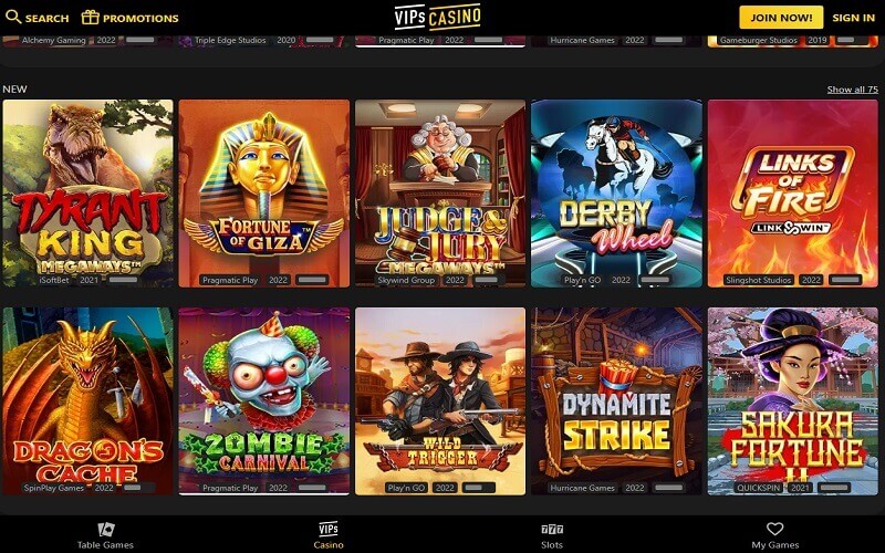 Vips casino new games