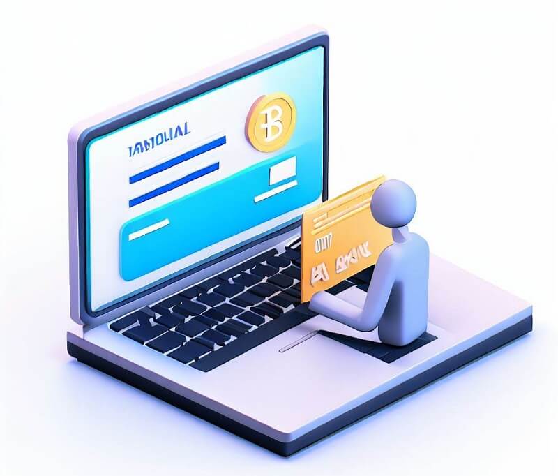 A person opening a bank account on a laptop