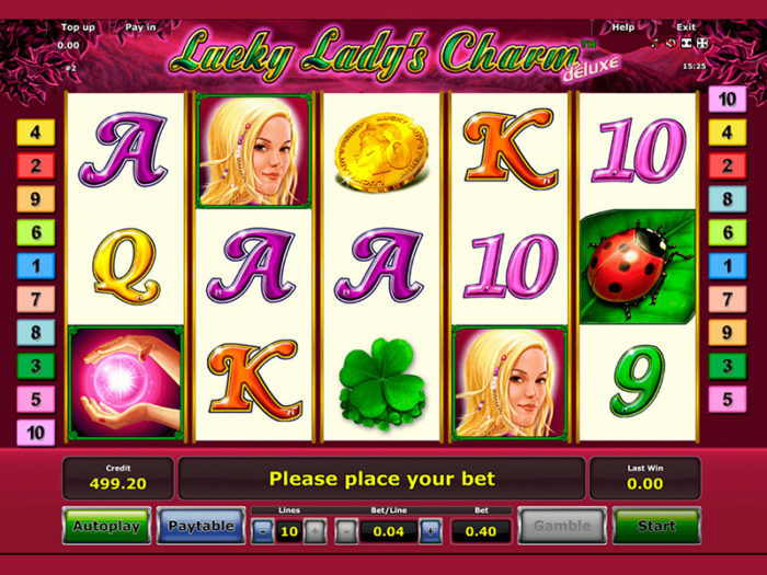 Lucky lady charm slot game reels view ca