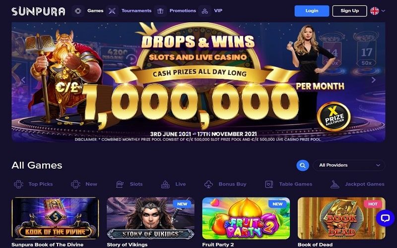 Sunpura Casino homepage all casino games Canada