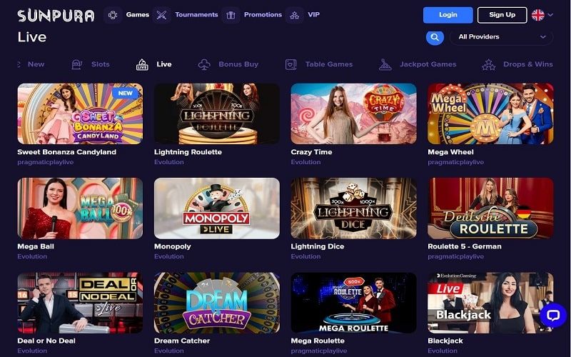 Sunpura Casino live casino games Canada