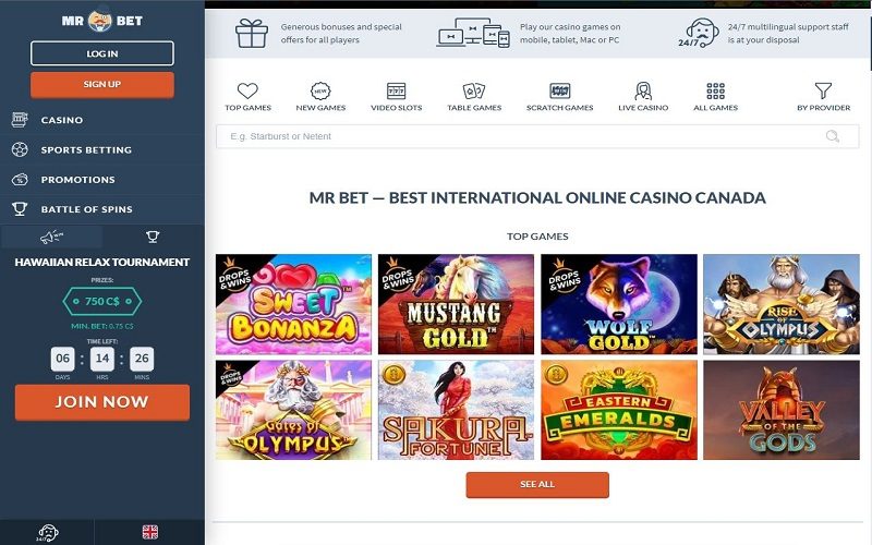 Top games at Mr Bet Canada