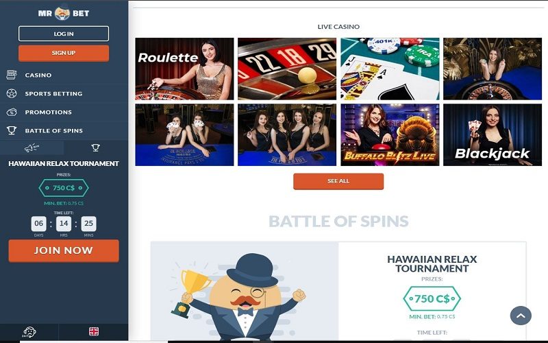 Live Casino games at Mr Bet Canada