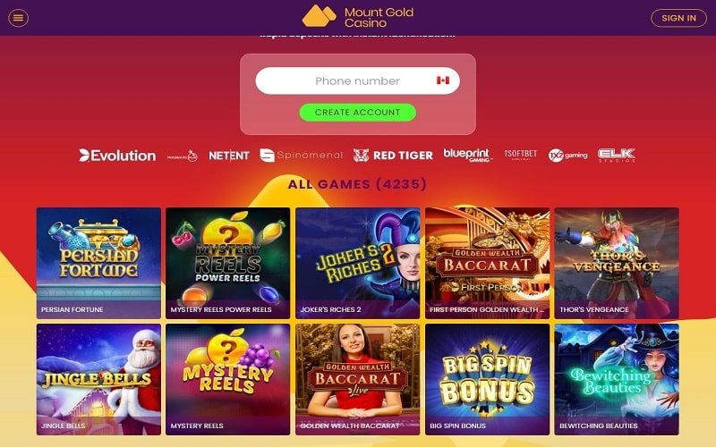 Games to play at MountGold Casino Canada