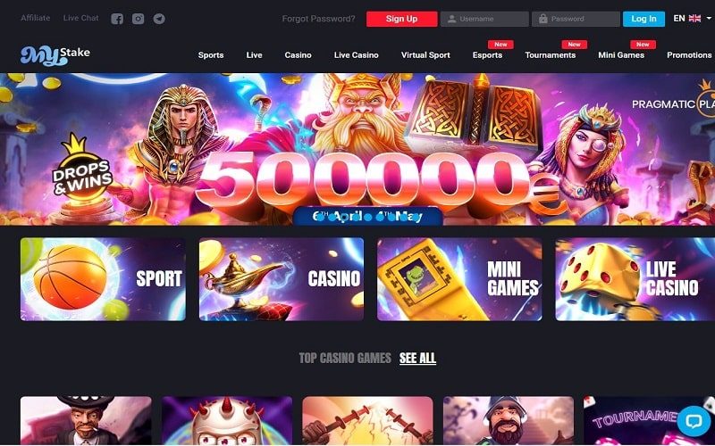 MyStake Casino homepage Canada