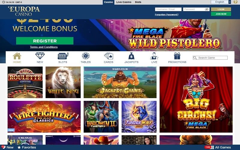 Europa casino homepage