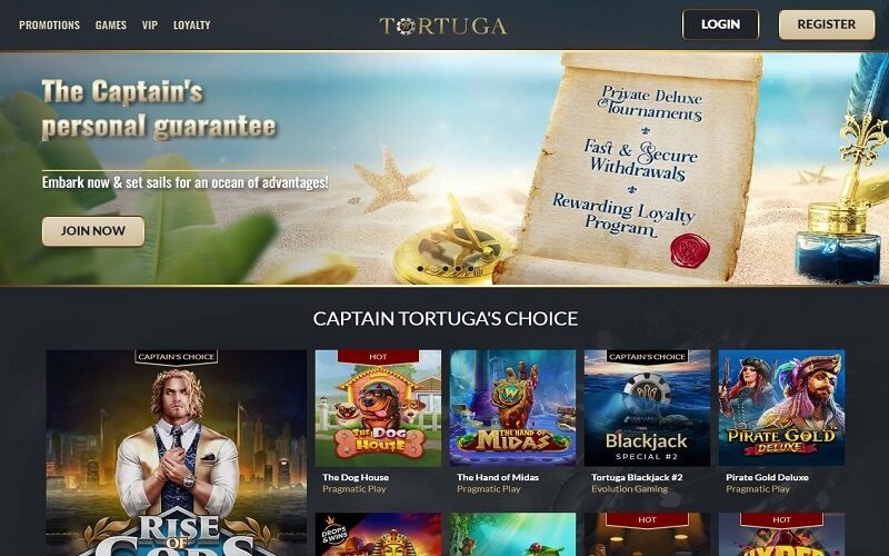 Tortuga online casino homepage