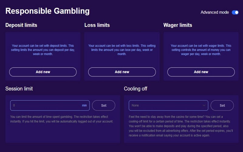 Responsible gambling at Bitdreams casino
