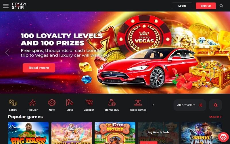 Foggy Star online casino website homepage
