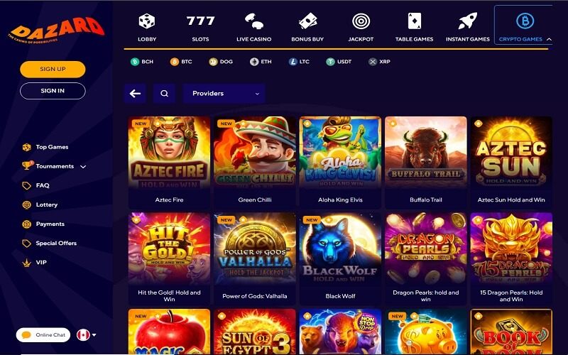 Dazard casino games with crypto