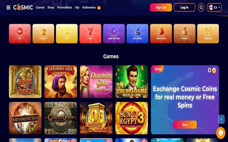 CosmicSlot casino homepage