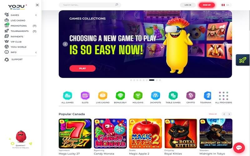 Yoju online casino homepage