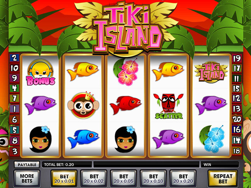 Tiki island slots reels view