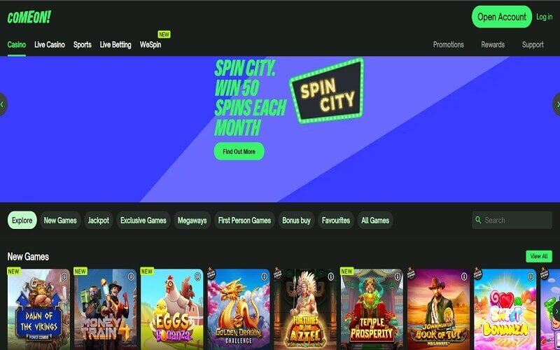 Comeon! casino online new games