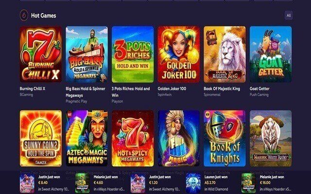 Games at Playfina Casino