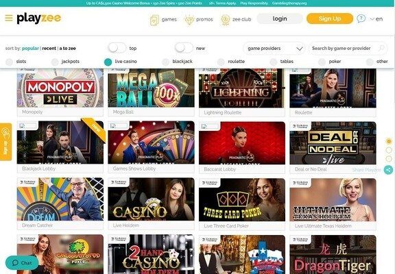 playzee casino homepage