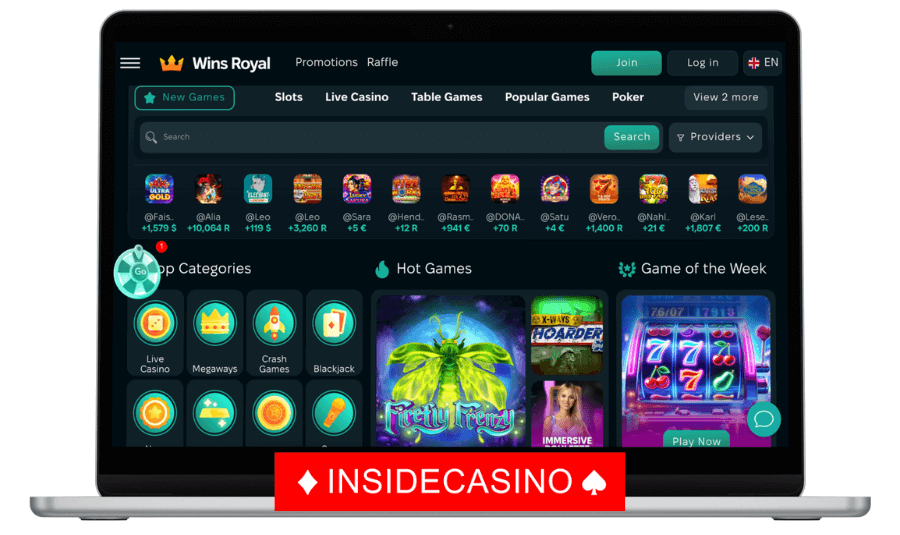 wins royal casino games