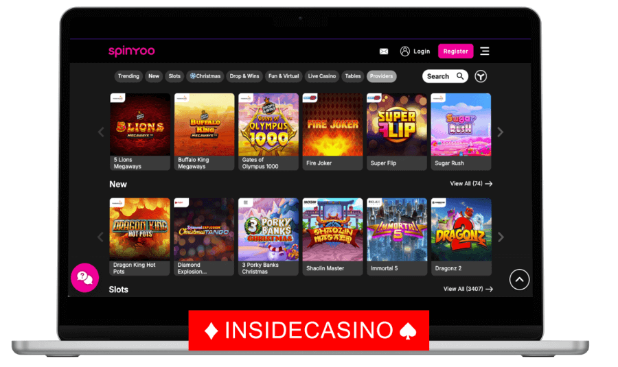 spinyoo casino games lobby