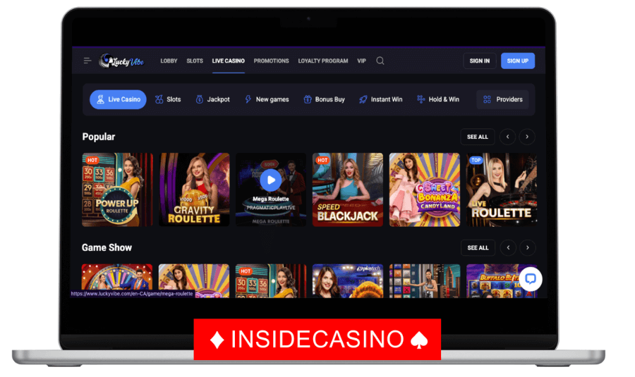 Luckyvibe live casino games
