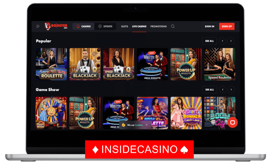 rooster.bet popular live casino games