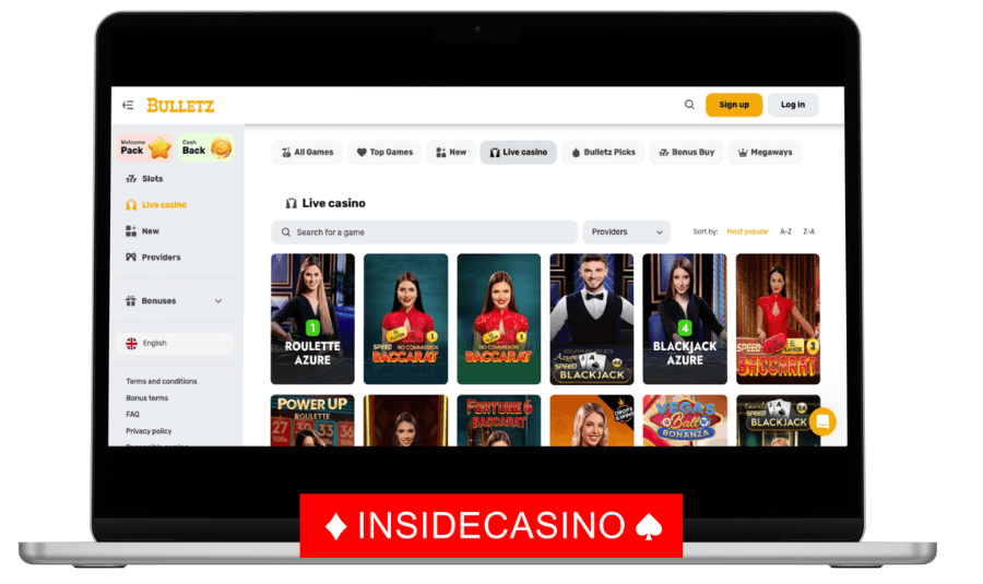 bulletz live casino games to play