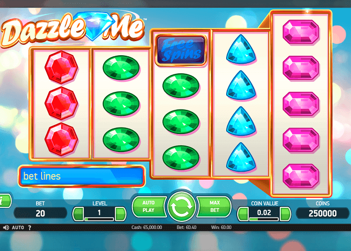 Dazzle me slot game reels view ca