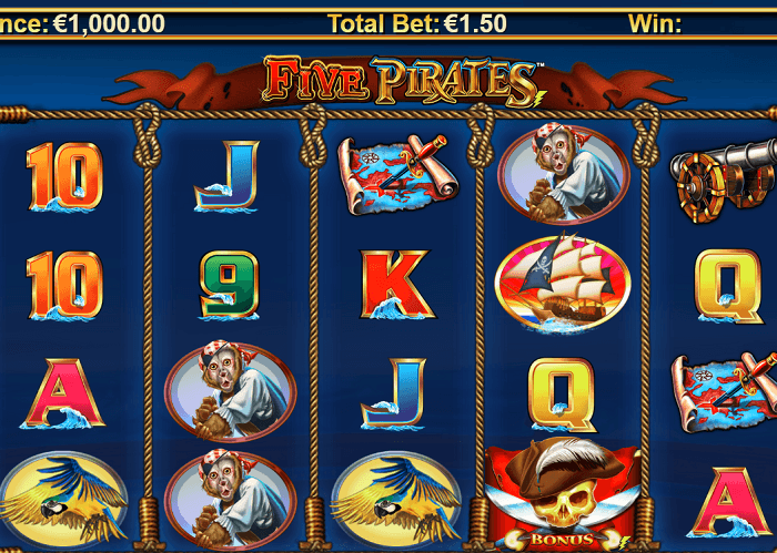 Five pirates slot game reels view ca