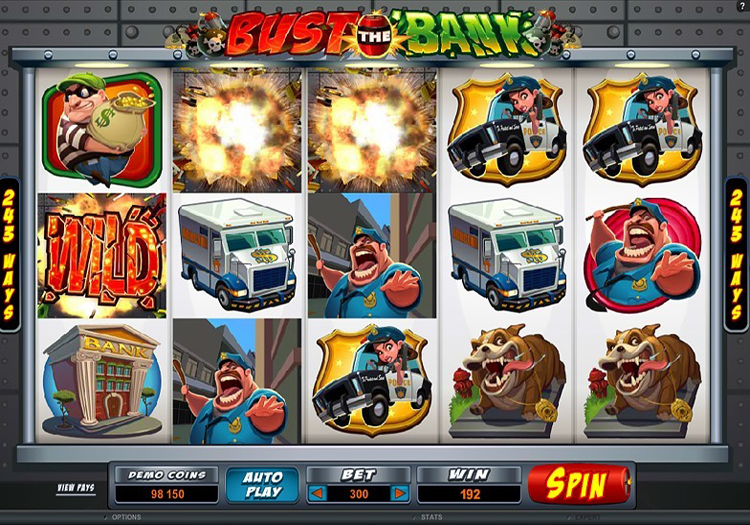 Bust the bank slot game reels view