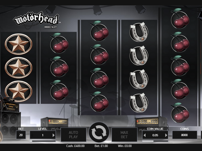 Motorhead slot game reels view