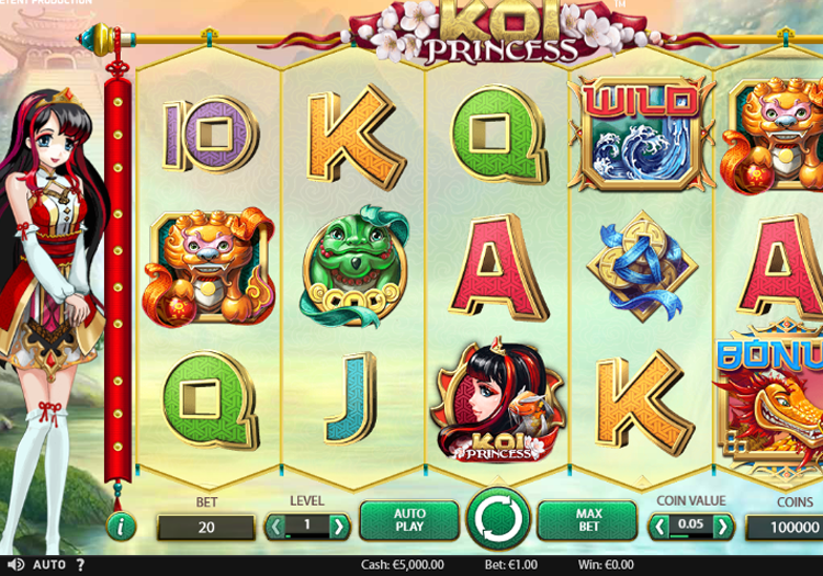 Koi princess slot game reels view ca