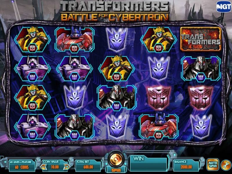 Transformers battle for cybertron slot game by igt reels review ca