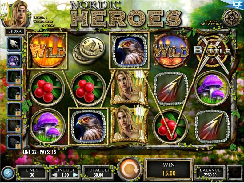 Nordic heroes slot game by igt reels view