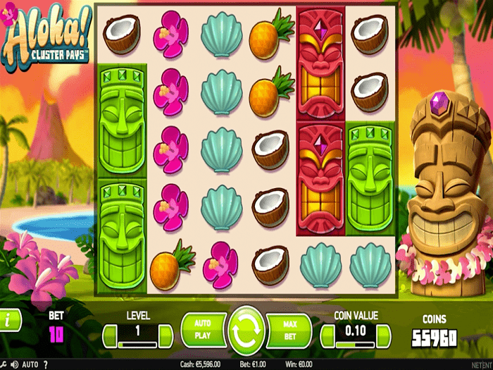 Aloha cluster pays slot game reels canada