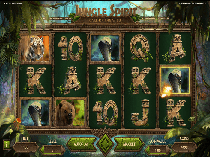 Jungle spirit slot game reels screenshot