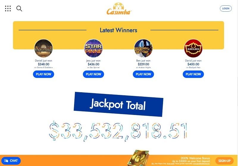 Casimba Casino Jackpot Prize Canada