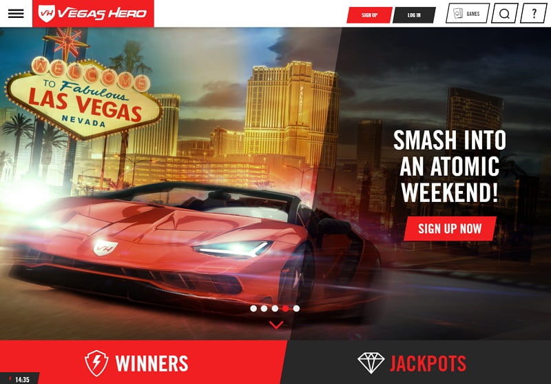 Vegas Hero casino online homepage Canada