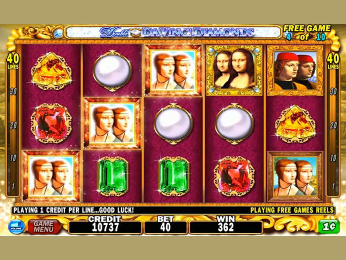 Davinci diamonds slot game reels view ca