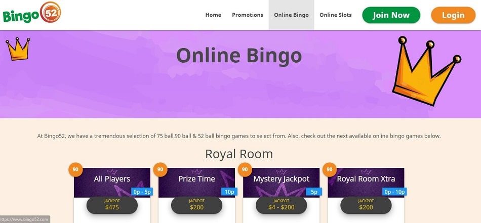 Bingo52 online bingo page and jackpots Canada