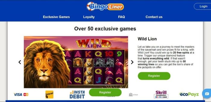 Bingo Liner over 50 exclusive games Canada