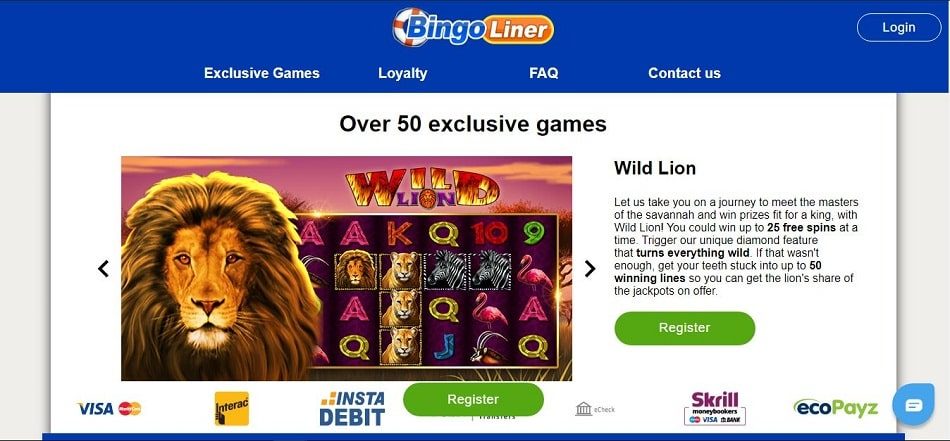 Bingo Liner over 50 exclusive games Canada