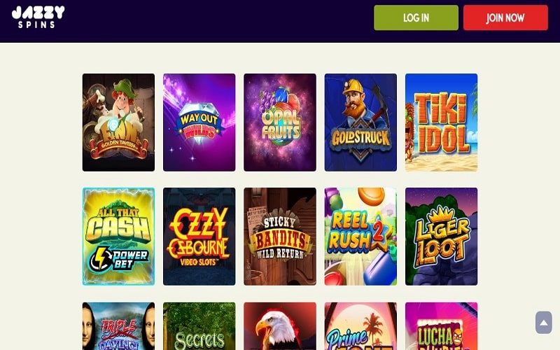 jazzy spins casino slot page