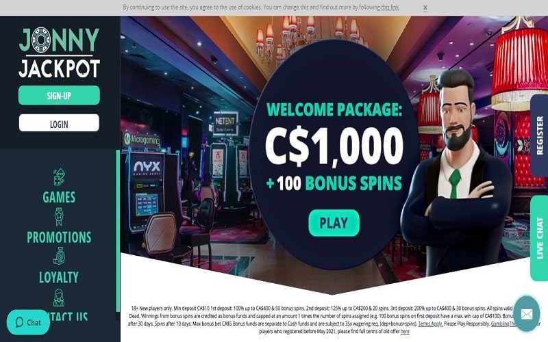 Jonny Jackpot Casino homepage Canada