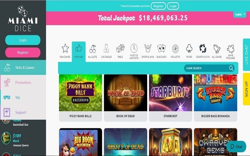 Online slots you can play at Miami Dice Casino Canada