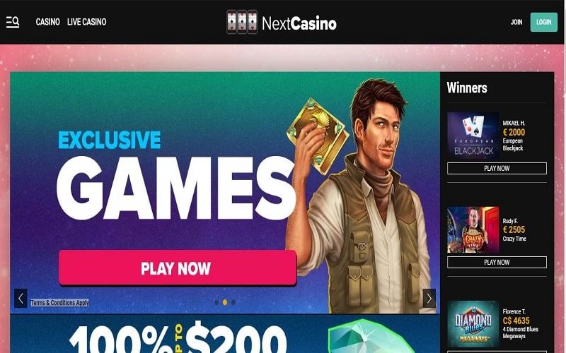 Play exclusive games at Next Casino Canada