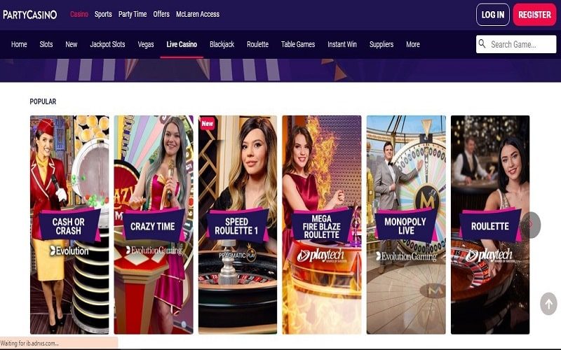 Popular Live Casino Games at Party Casino Canada