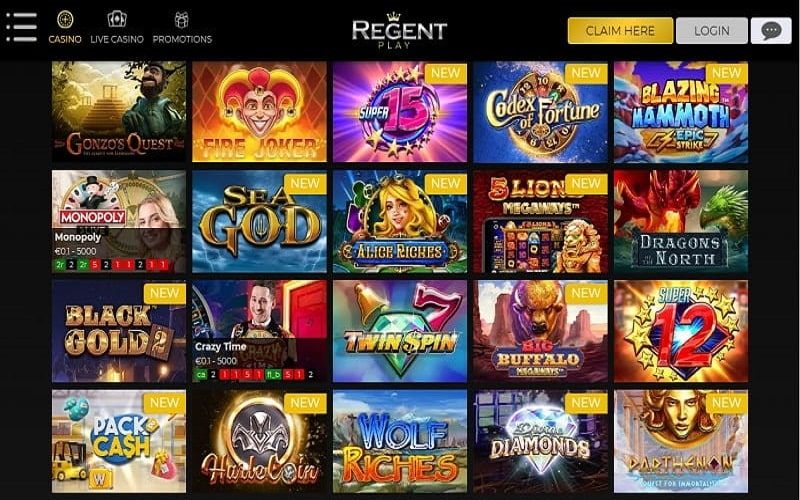 Regent Play casino featured online slot games Canada