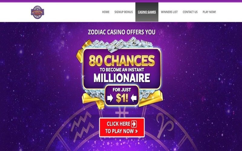 80 chances to win at Zodiac Casino Canada