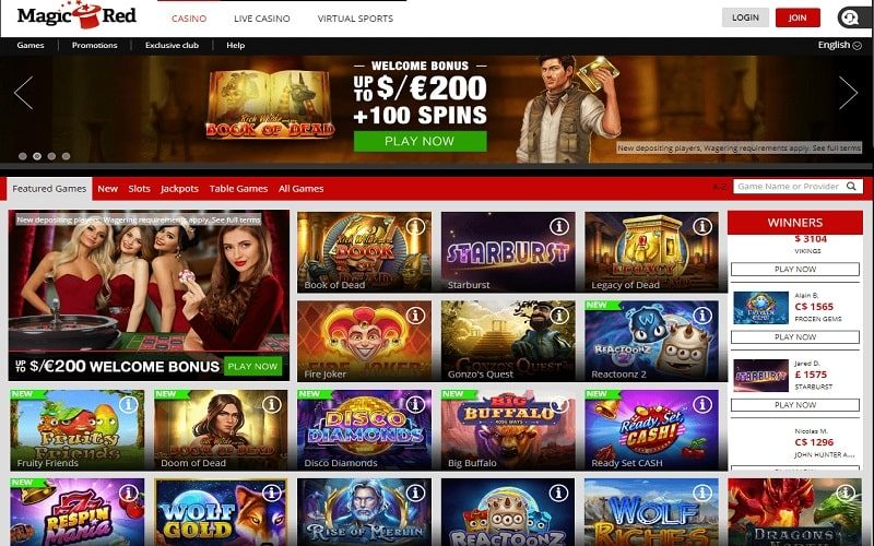 Magic Red Casino homepage Canada